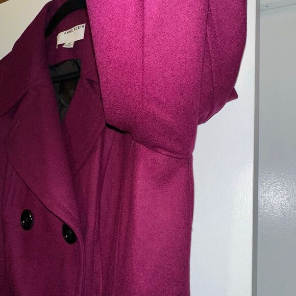 Anne Klein Medium Double Breasted Women’s Wool Blend Peacoat Magenta Pink EUC - Picture 4 of 9